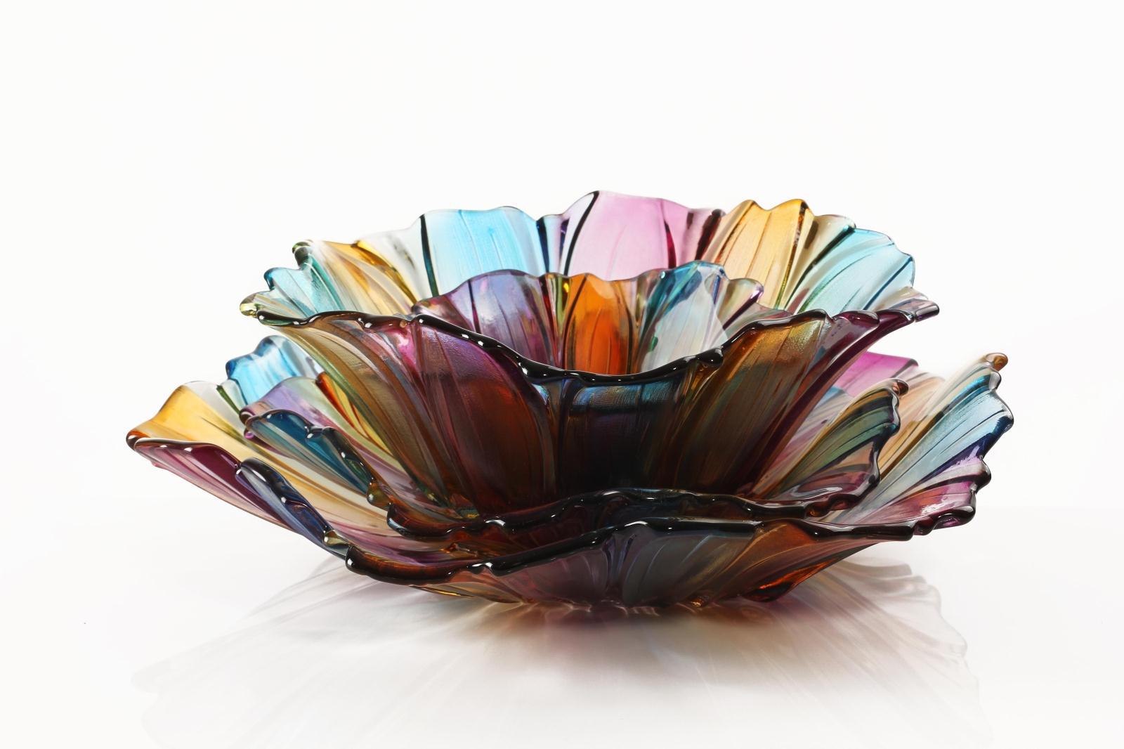 热销欧式玻璃果盘 加厚琉璃彩色玻璃水果盘厂家直销