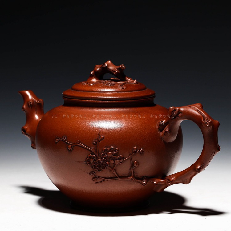 宜兴紫砂壶 顾景舟款 【大梅报春套壶】700cc 一壶四杯四碟 老泥