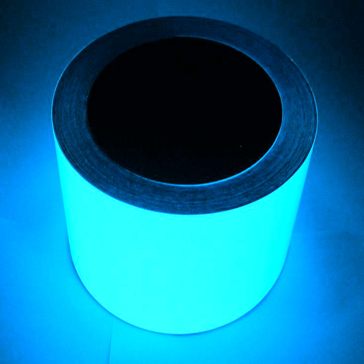 天蓝光夜光胶带 蓝绿光发光防滑胶带 pet荧光警示蓄光条胶带