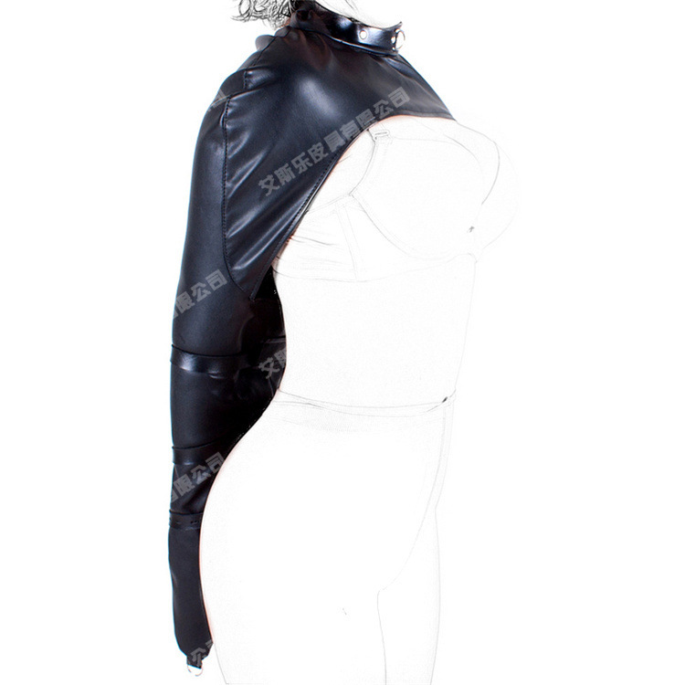 艾斯乐黑色皮革单手套紧束衣情趣禁锢约束捆绑拘束装用品一件代发