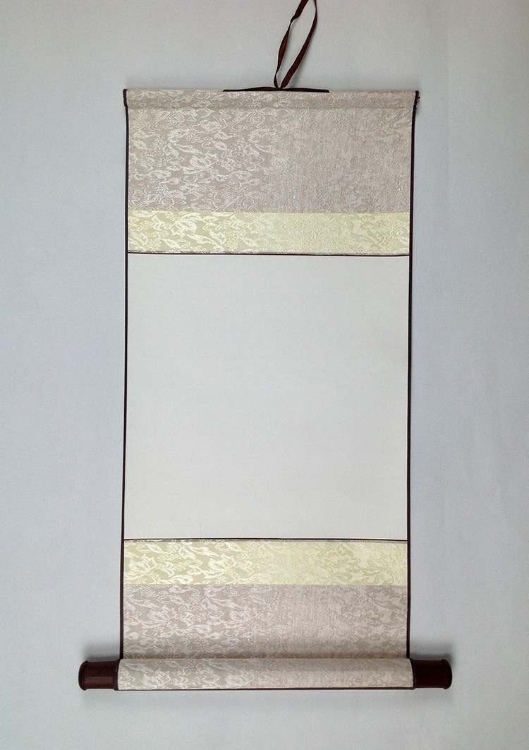 一尺小品空白挂轴卷轴书画生宣纸画轴立轴全绫布装裱厂家直销