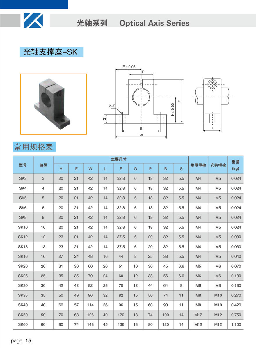 铝材直线光轴支撑座sk25 厂家直销定制多尺寸型号sk光轴支撑座