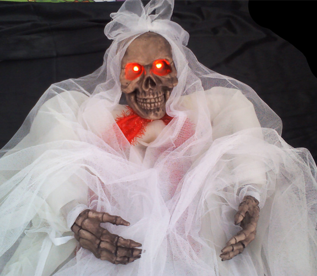 7米电动声控黑纱白纱骷髅鬼吊饰万圣节鬼屋酒吧装饰吊挂鬼