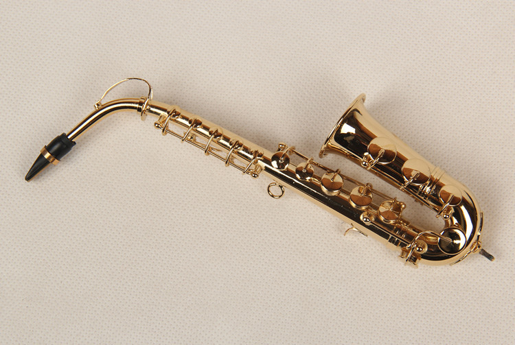 迷你乐器模型 中音萨克斯 铜质16cm 乐器摆件 男女生日礼物
