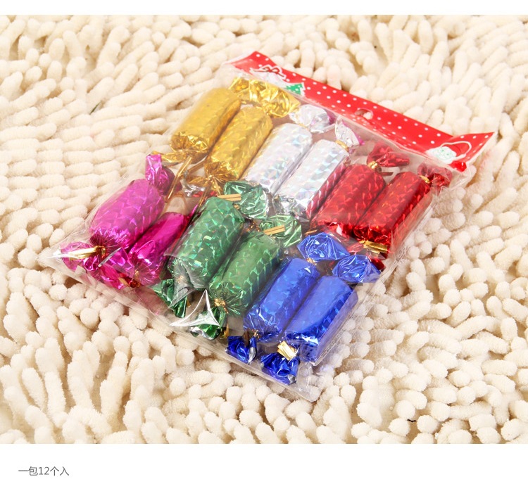 镭射圣诞仿真糖果 12个装 圣诞树挂件装饰礼物 圣诞节礼品批发