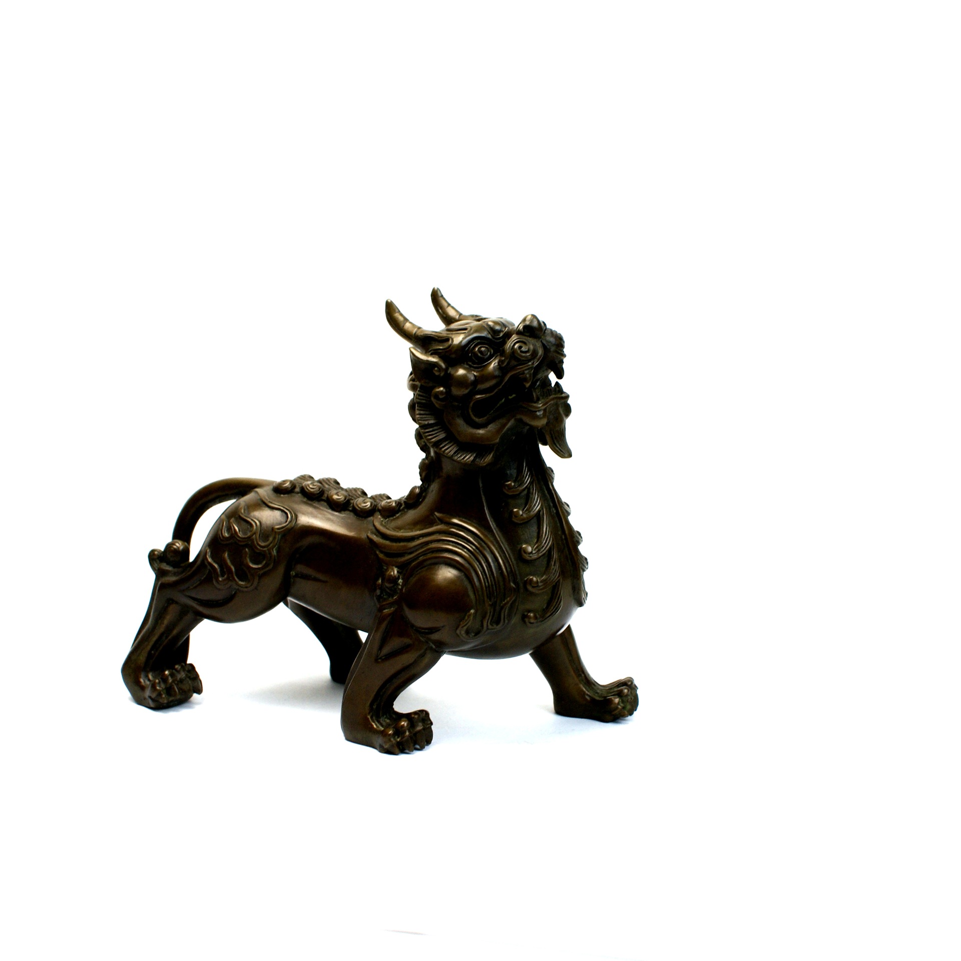 厂家直销纯铜威武麒麟 招财镇宅麒麟摆件 招财送福瑞兽铜摆件