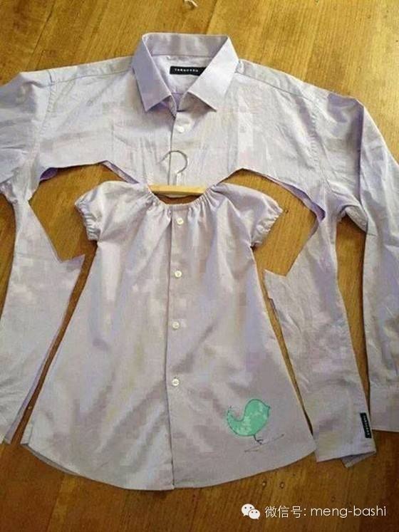 家中任何闲置衣服改款点缀装饰,爸爸的衬衫可改多款裙子夏装