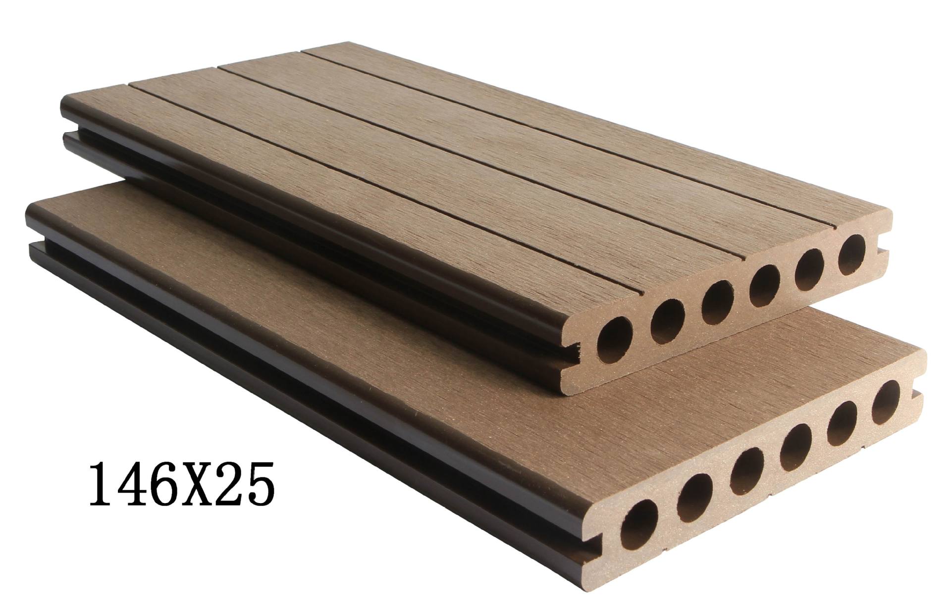 木塑圆孔地板高强度经济实惠户外地板天博塑木绍兴塑木