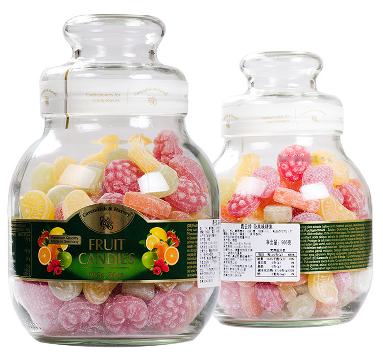 德国进口嘉云糖杂果味966g玻璃瓶罐装水果糖喜糖糖果生日礼物 - 进口