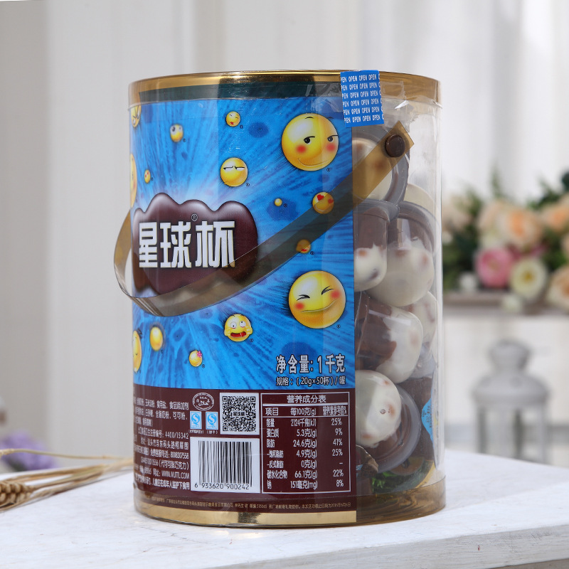 星球杯巧克力奶油酱饼干休闲零食办公零食 儿时回忆1kg*12桶/箱
