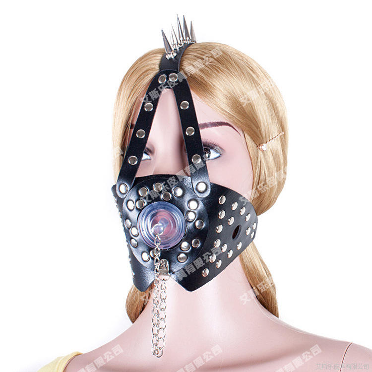 艾斯乐成人情趣黑色马具型带刺带盖日本同款口交口塞口枷堵嘴用品