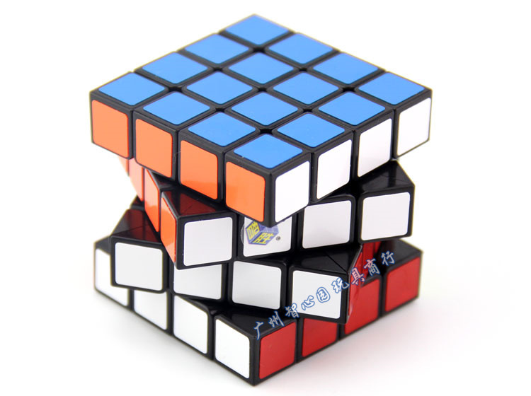 裕鑫狂狮四阶魔方黑色 透明魔方盒装 比赛
