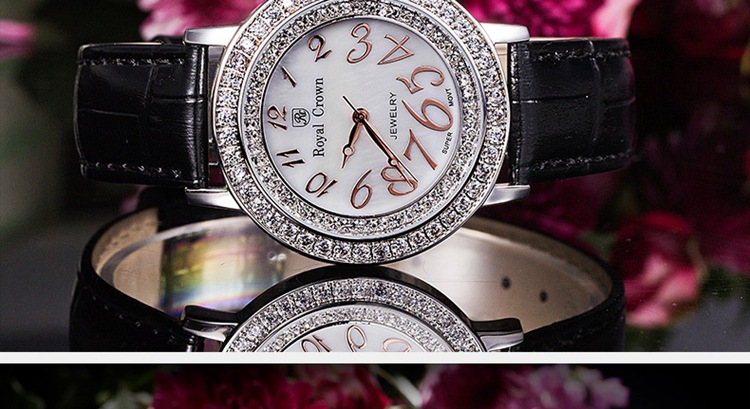 意大利royal crown萝亚克朗简约皮带手表复古表休闲镶钻女表3632