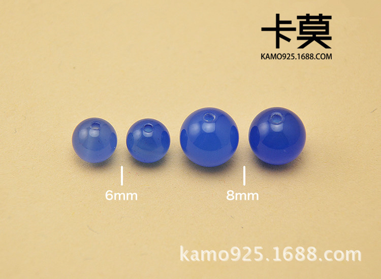 100%天然6mm/8mm蓝玛瑙水晶珠串珠散珠 纯银diy配件批发x0005