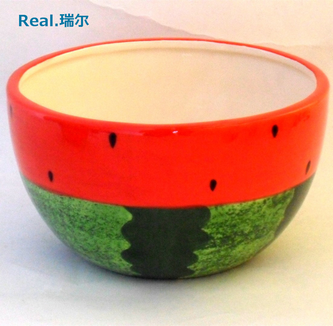 厂家直销陶瓷西瓜造型碗 多款式手工彩绘陶瓷水果碗礼品现货