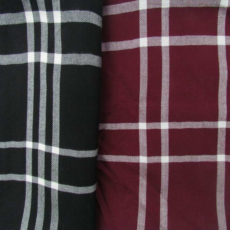 经典春夏苏格兰大格子人字斜衬衫布 无弹力彩色人棉色织布