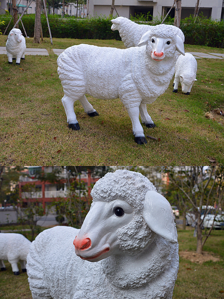 绵羊摆件氧化镁工艺品羊模型 草地装饰品景区景观雕塑场景小品