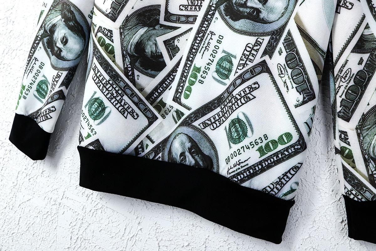 欧美波兰潮牌 3d个性创意搞怪美元钞票图