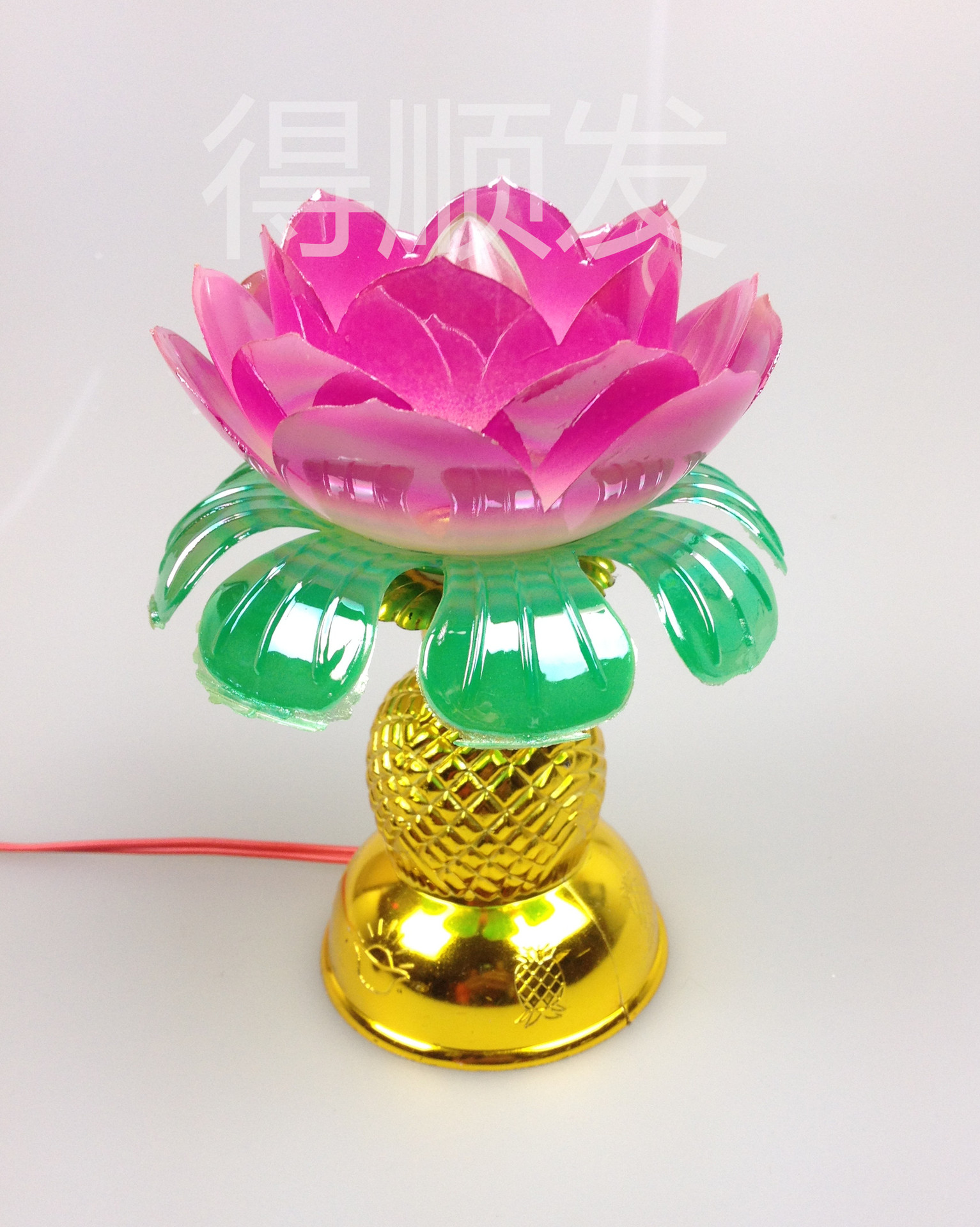 厂家直销批发供应彩印佛教用品宝莲灯金菠萝款式七彩莲花灯 022