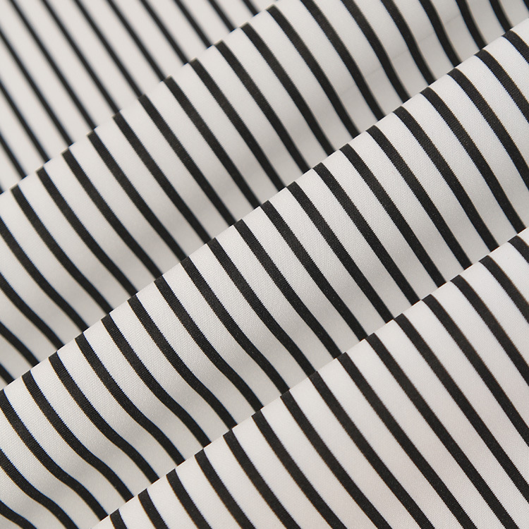 厂家供应 针织太空层黑白竖条子 素色女装运动时装口罩布面料