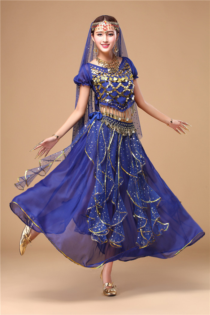 新款肚皮舞套装高档练习服 印度舞服装演出波浪裙 舞蹈表演套