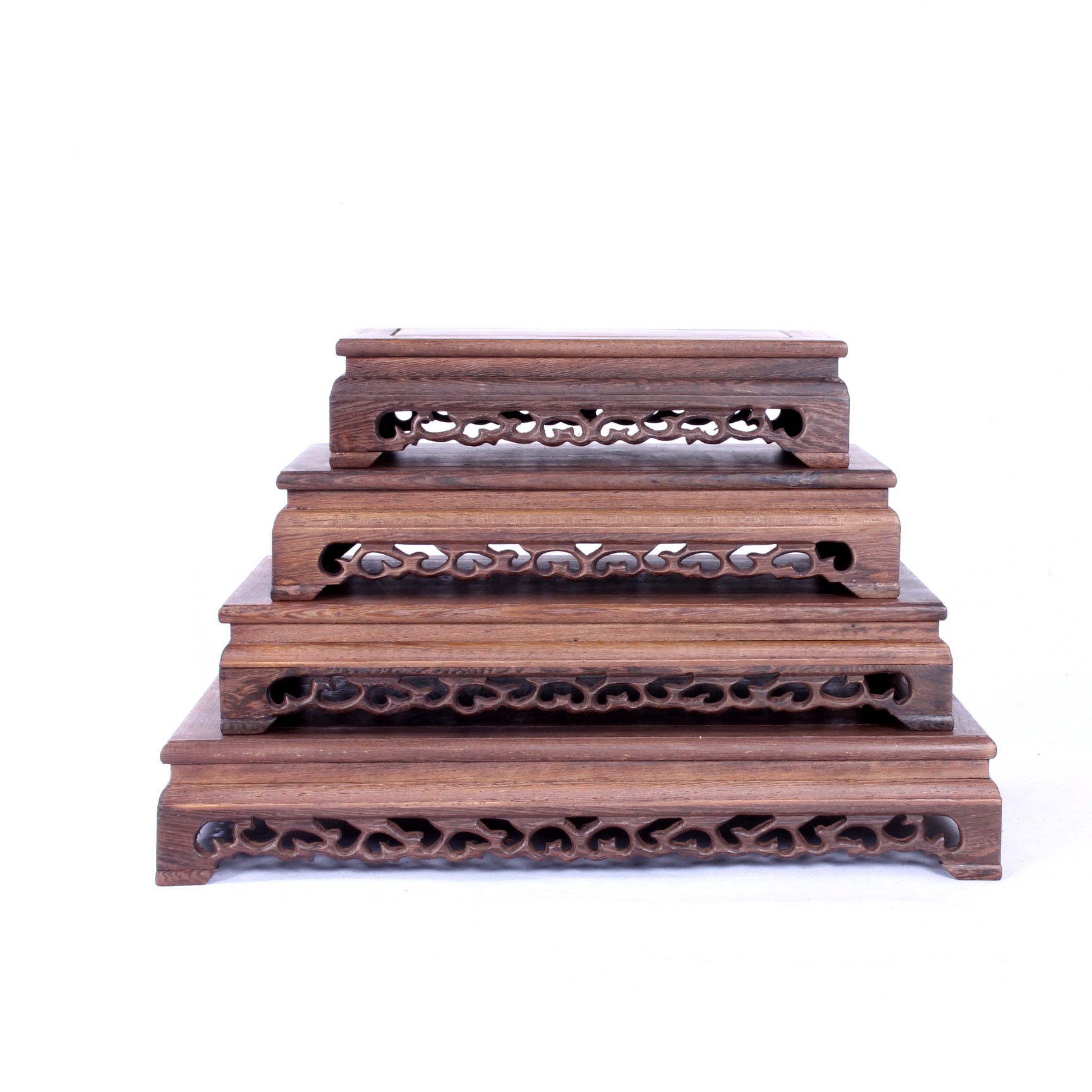 红木瓷器工艺品鸡翅木雕镂空大长方奇石茶具古董底座家居装饰批发