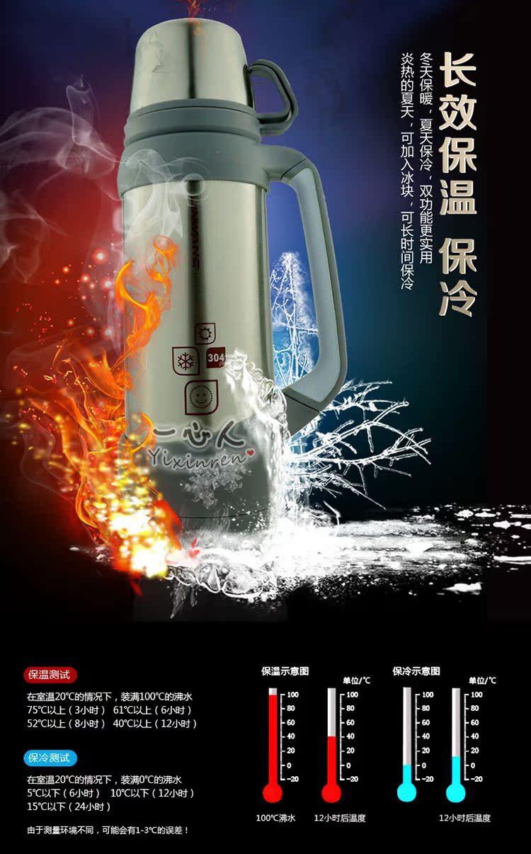 户外运动水壶不锈钢双层保温水杯旅行保温壶车载保温瓶1100ml批发