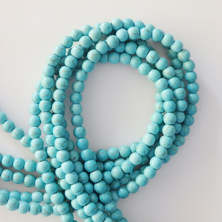 包邮diy饰品配件 天然合成白松石 散珠 半成品 配珠 厂家直销