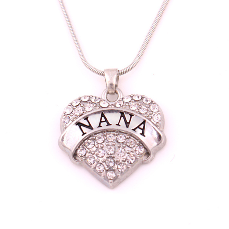 锌合金nana心形女士水晶吊坠项链饰品