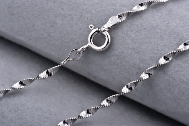 全网低价s925纯银项链水波纹双水波银链镀白金大量批发