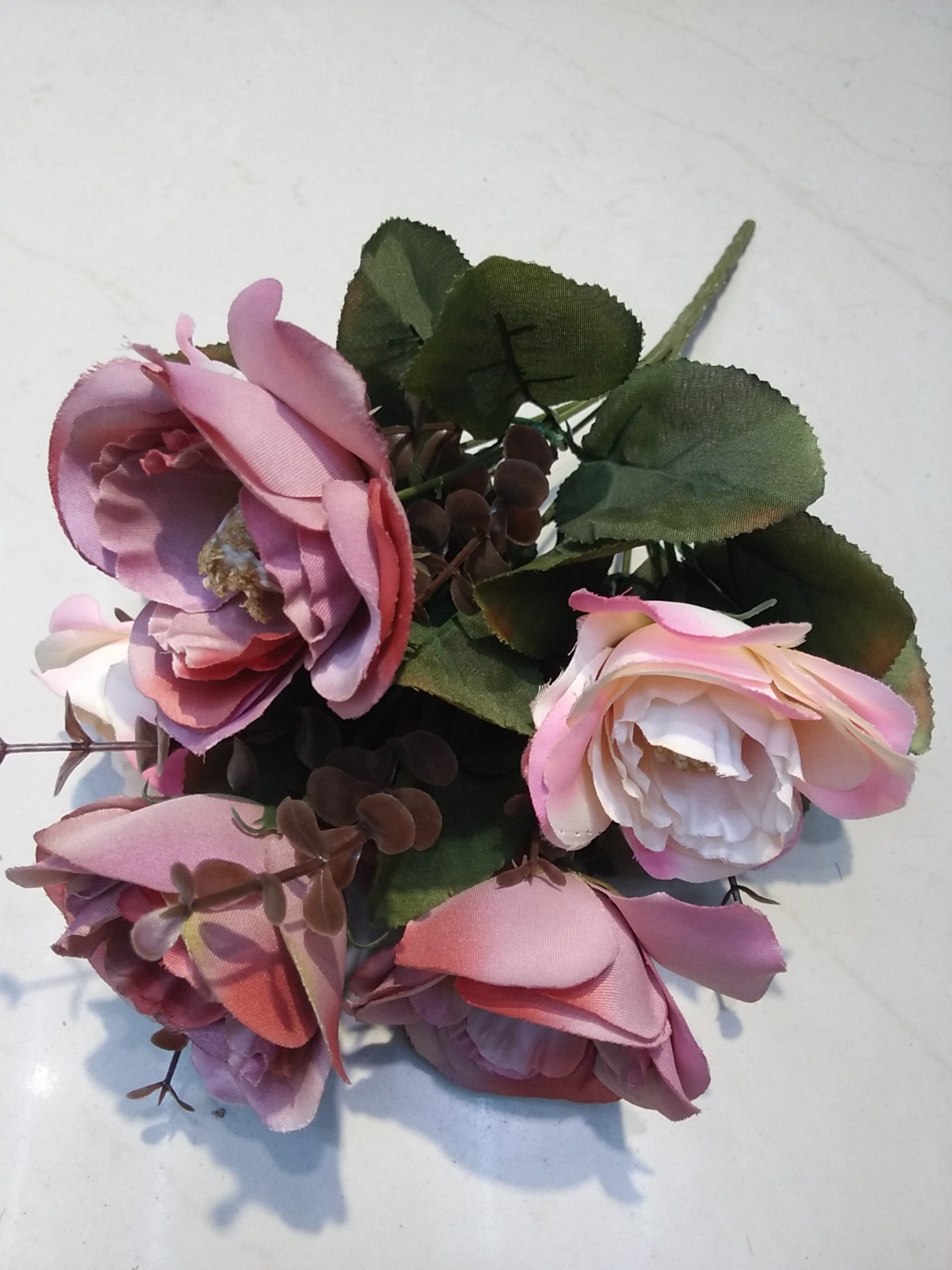 高档仿真7头西方玫 手工绢花假花仿真植物 婚庆装饰厂家直销