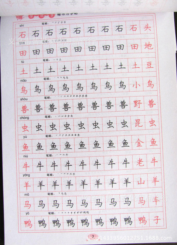 幼儿园学前班铅笔汉字临摹写字本学前规范练习描红本罗杨钢笔字帖