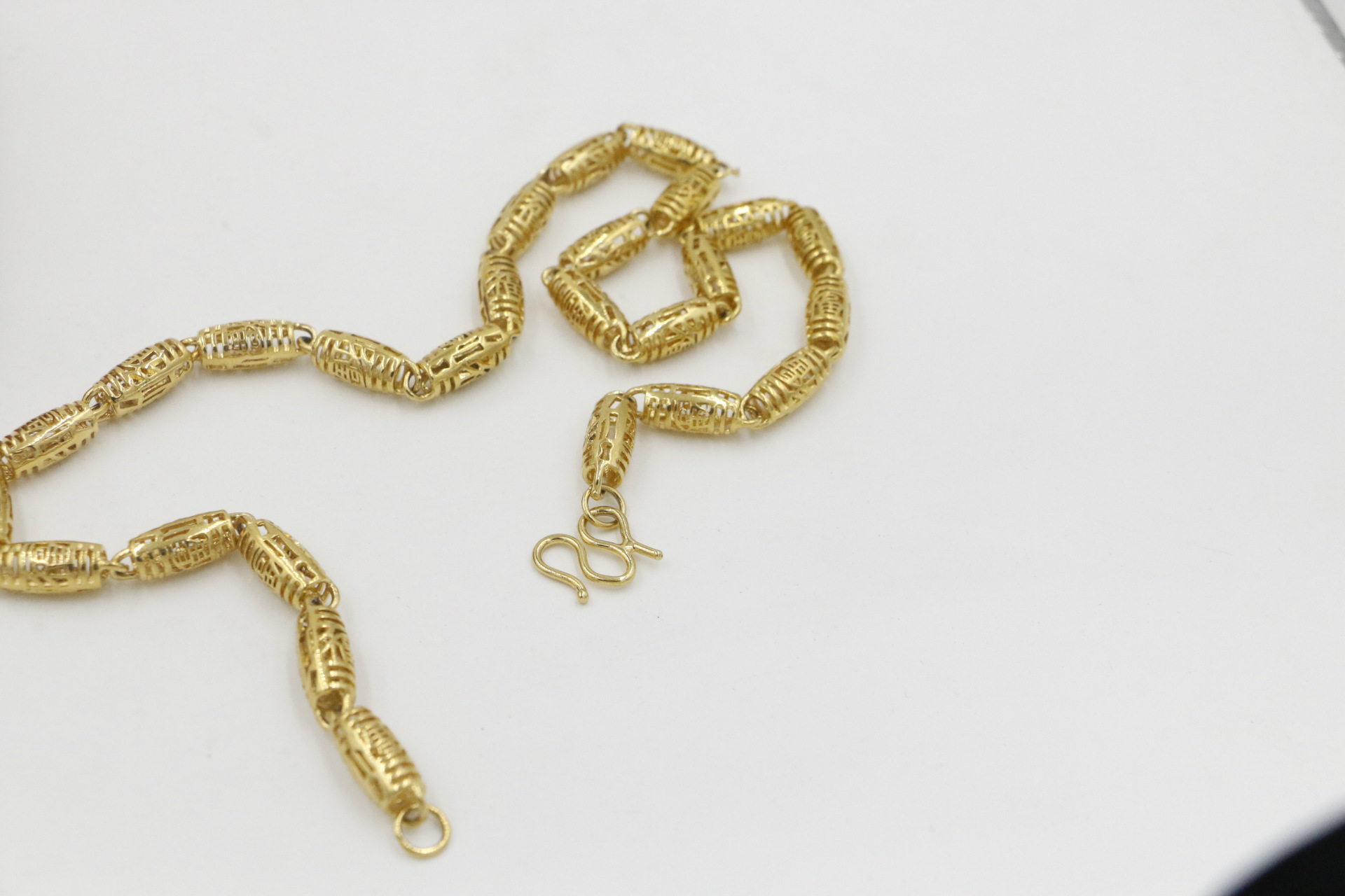 黄铜首饰欧币金项链男士粗项链黄铜镀金保色男霸气链子空心福字链