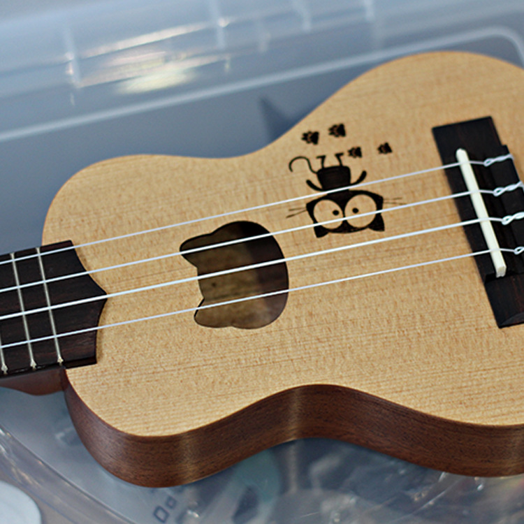 hymn夏威夷小吉他17寸乌克丽丽面板雕刻尤克里里ukuk.