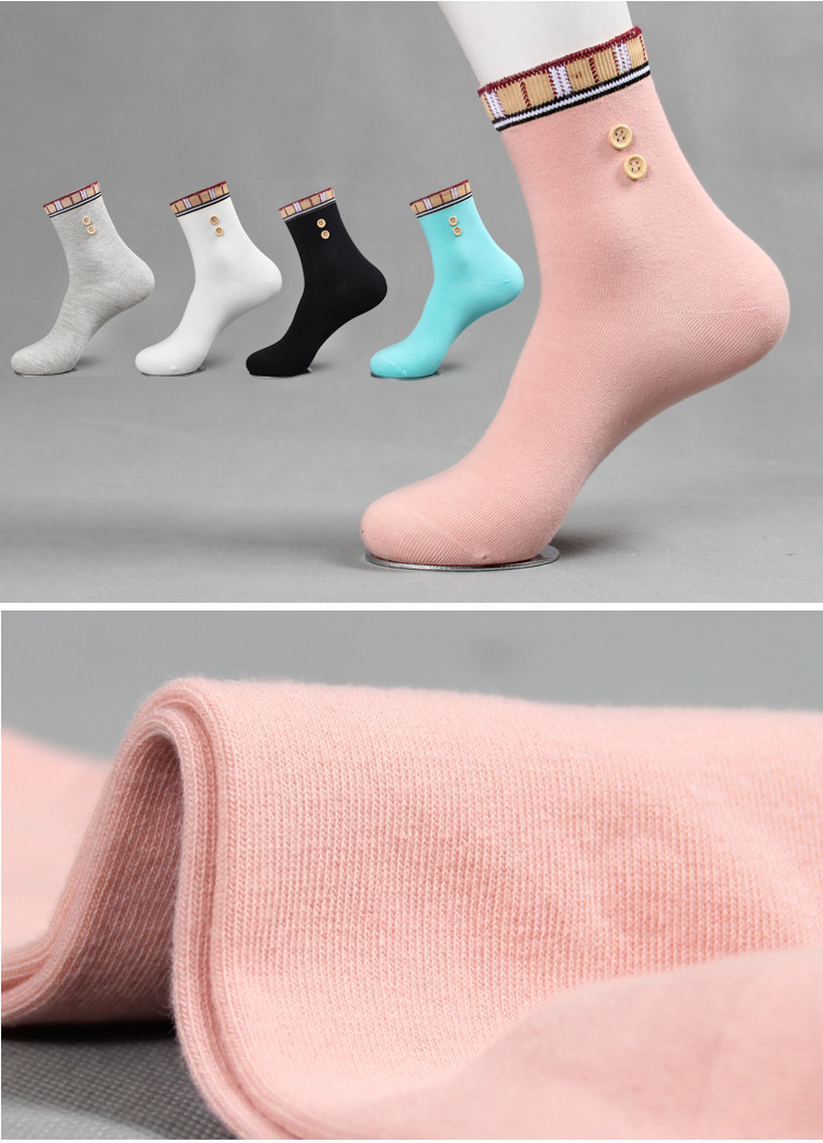 2015秋冬新款女袜 纯棉女士袜子批发 休闲中筒棉袜女 无骨袜