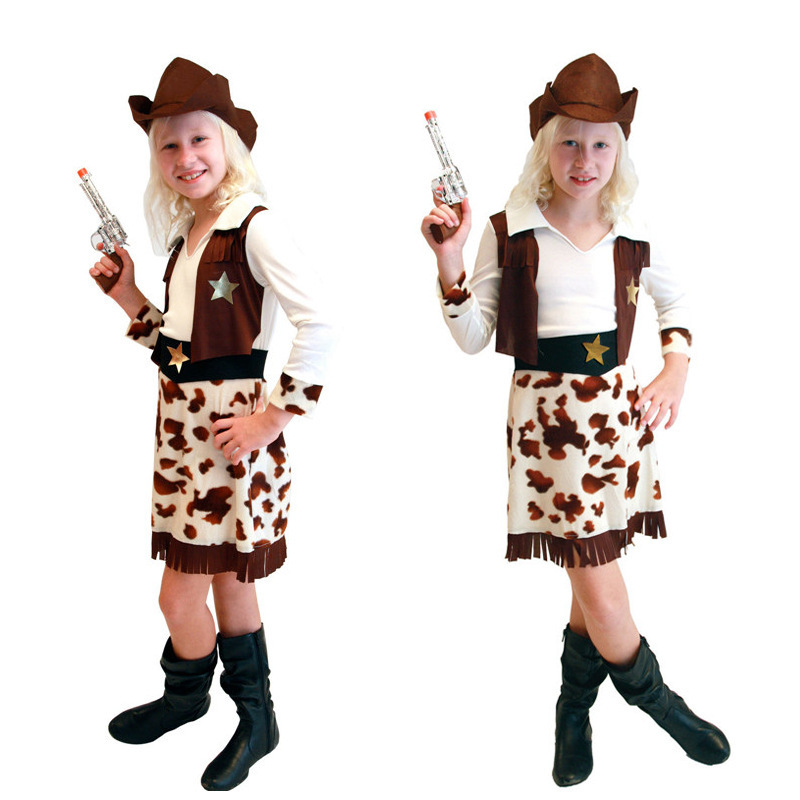 圣诞节cosplay服装 舞台演出服 牛仔装 牛仔服 女款西部牛仔