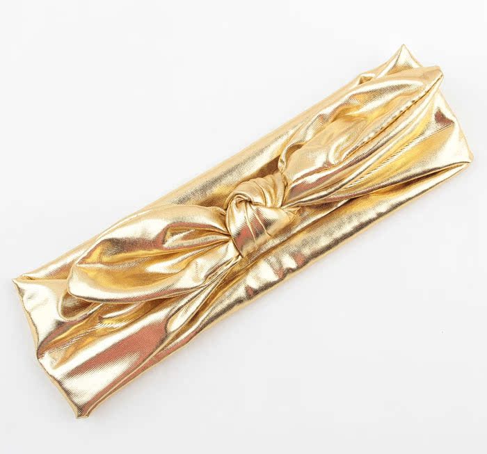 外贸热销儿童烫金兔耳朵发带 打节弹性头带 宝宝发饰批发拍照道具