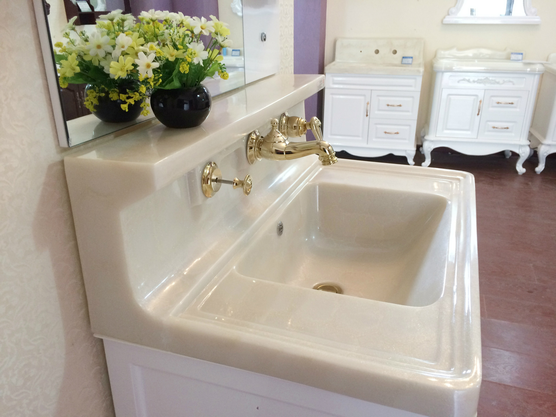 简约欧式微晶石80公分玉石盆落地柜浴室柜洗手台卫浴柜组合