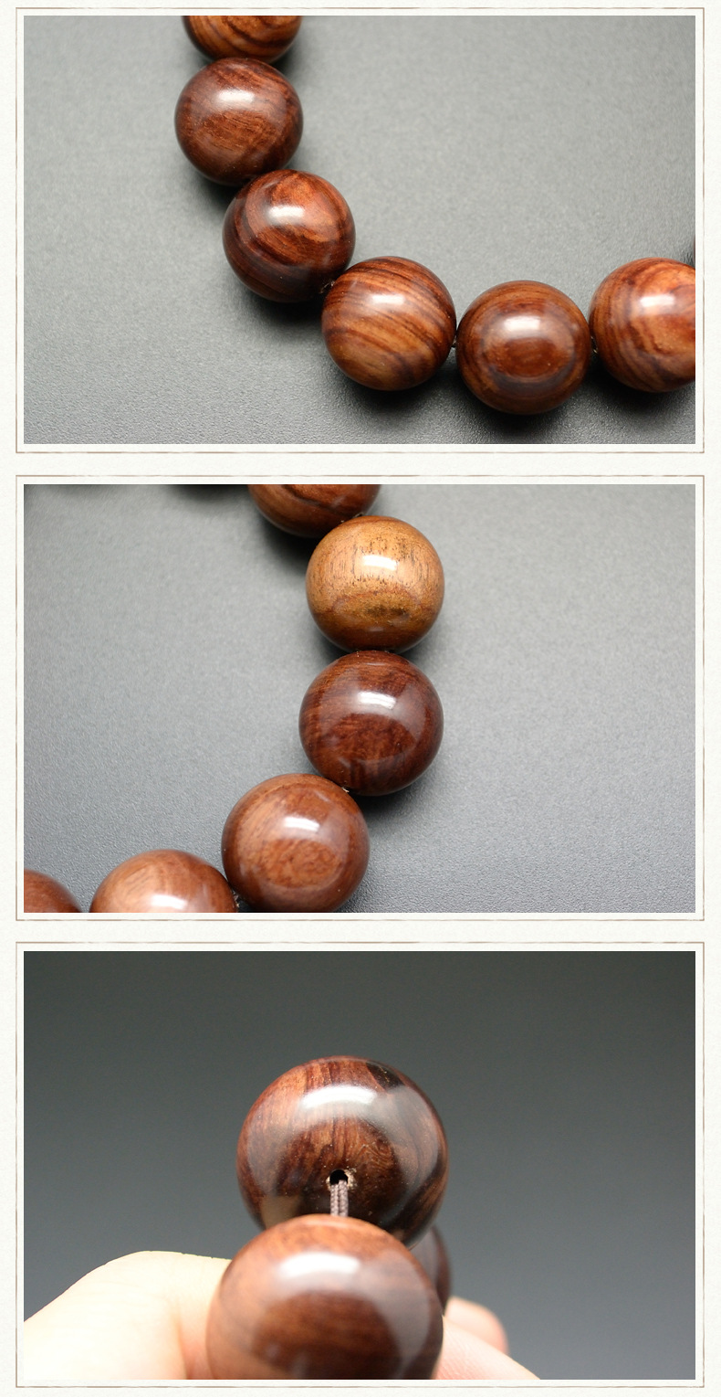 纯手工紫檀柳榴瘤佛珠手串媲美海南黄花梨木质工艺品手链18