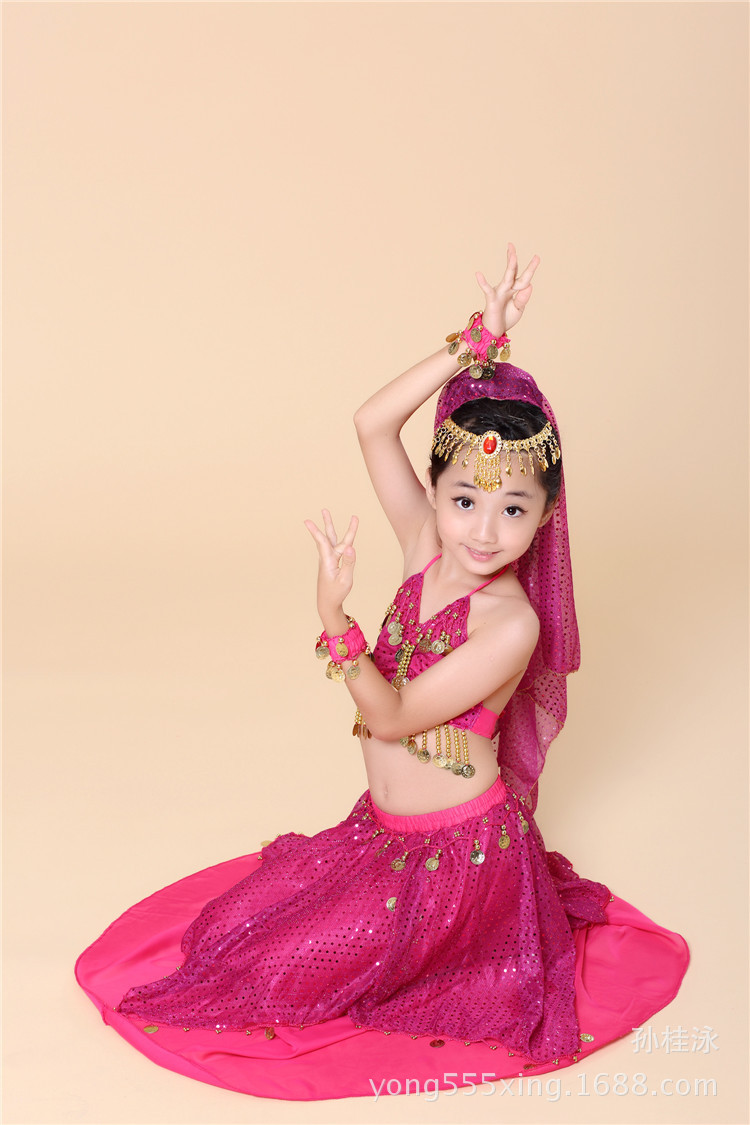 泳达嘉艺六一儿童肚皮舞亮点裙套装 少儿印度舞演出服 幼儿表演服