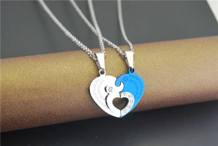 双层心形项链男女士情侣一对价吊坠甜美百搭潮细装饰品礼物stn095