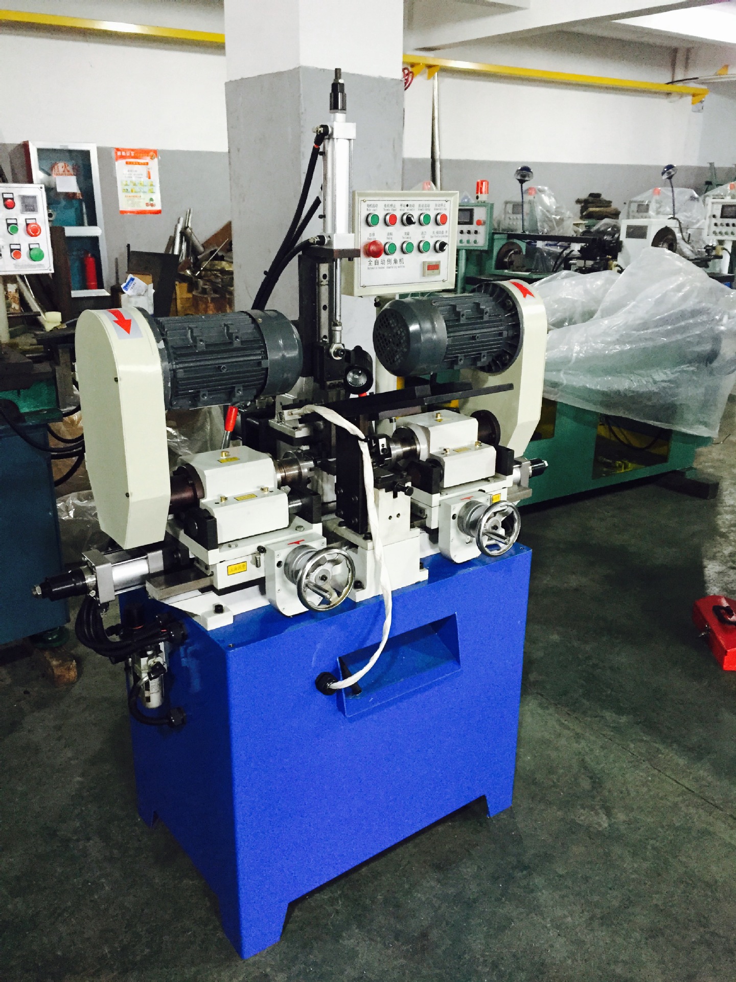 双头倒角机|圆管,圆棒内外角|车平面修角