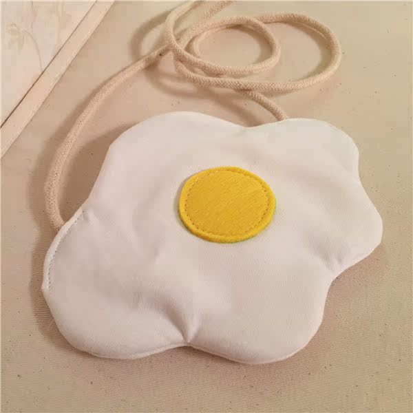 韩国流行元素**款纯棉荷包蛋斜跨包凹造型儿童配饰包荷包蛋小包