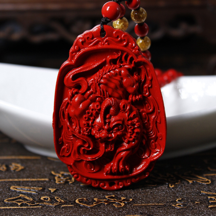 吉运泰 台湾合成朱砂貔貅吊坠 挂牌子挂件项链毛衣链