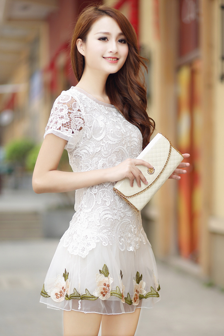 2015夏季新款短袖韩版修身时尚靓装蕾丝连衣裙
