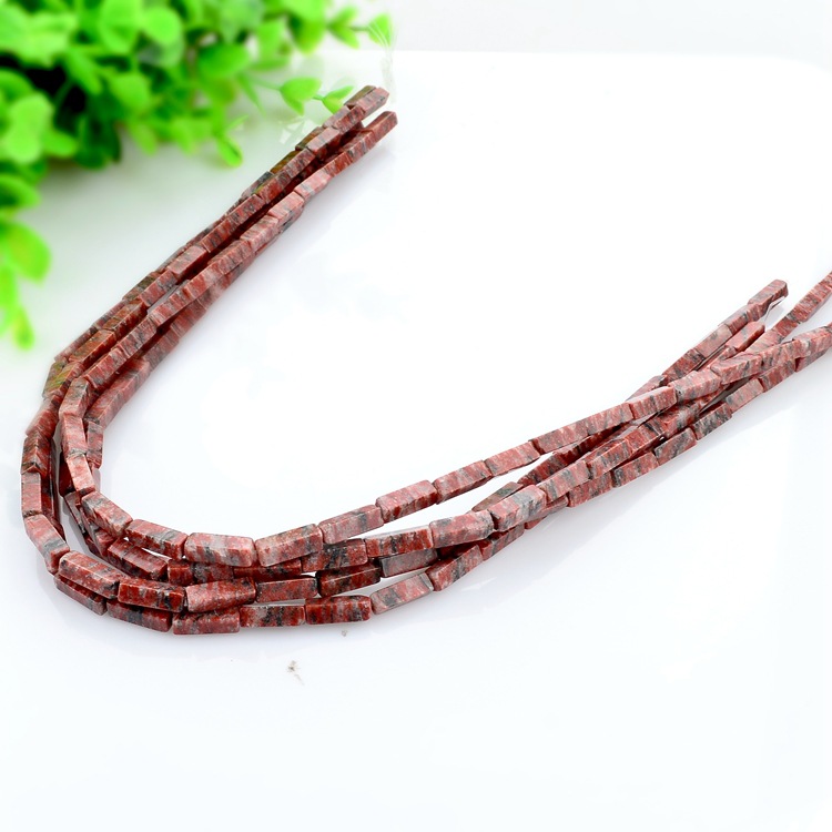 芝麻红石散珠4*13mm芝麻红石长方柱 diy手工饰品配件厂家批发