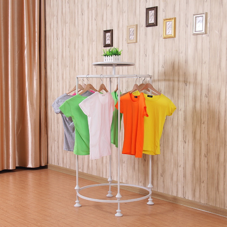 厂家批发铁艺服装店旋转挂衣架 圆形中岛内衣落地式展示架