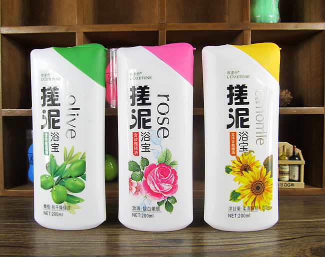 欧姿丹 搓泥浴宝浴盐 洋甘菊柔滑醒肤 玫瑰保湿嫩肤沐浴露200ml