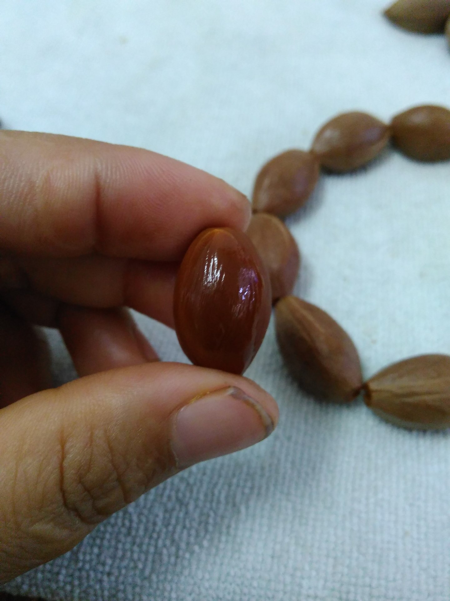 橄榄核原皮珠子已打孔按斤按个顶级三花老油核红皮老料辟邪素核