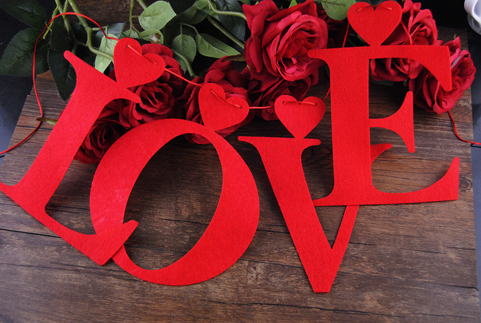 婚房装饰无纺布爱心love拉花批发 创意